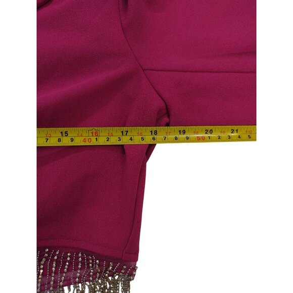 Sincerely Jules Womens Fuchsia Cropped Blazer W/ Rhinestone Fringe Detailing. - Picture 6 of 7